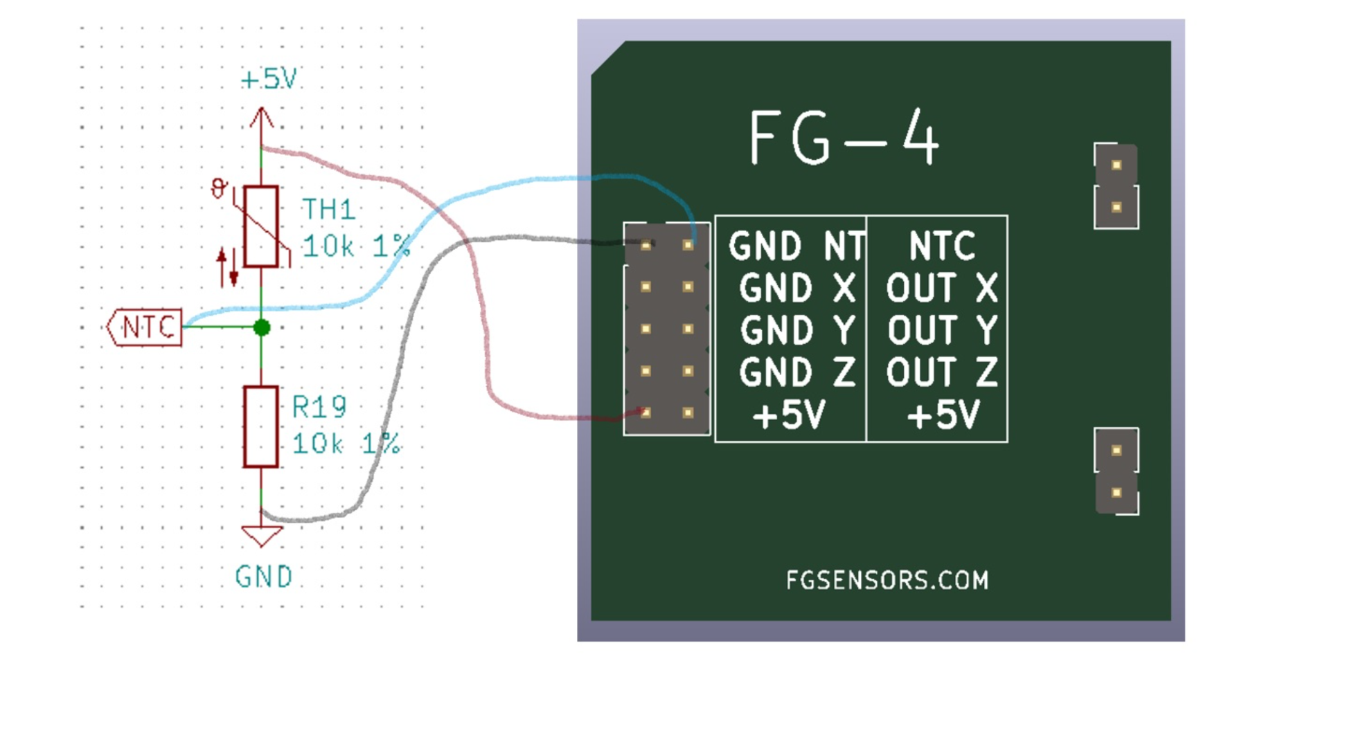 Diagram pinout konektor FG-4 dan kabel termistor NTC