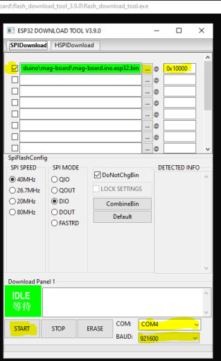 ESP32 Flash Download Tool Firmware Upload