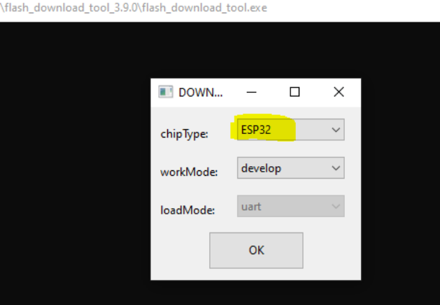 ESP32 Flash Download Tool Chip Selection
